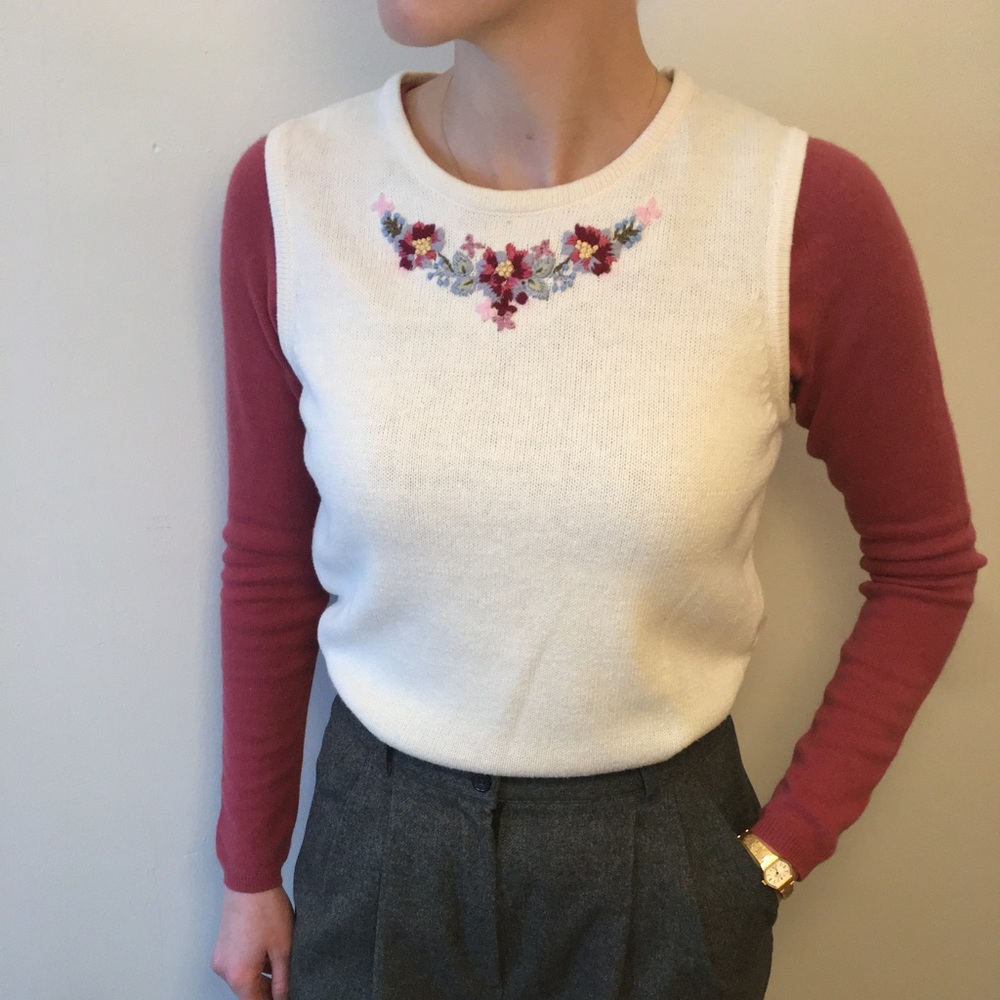 Vintage Floral Sweater Vest Size M